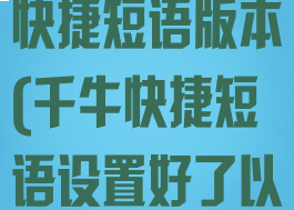 千牛怎么设置快捷短语版本(千牛快捷短语设置好了以后怎么用)