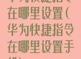 华为快捷指令在哪里设置(华为快捷指令在哪里设置手机)