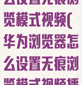 华为浏览器怎么设置无痕浏览模式视频(华为浏览器怎么设置无痕浏览模式视频播放)