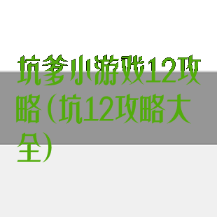 坑爹小游戏12攻略(坑12攻略大全)