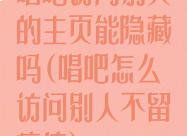 唱吧访问别人的主页能隐藏吗(唱吧怎么访问别人不留痕迹)