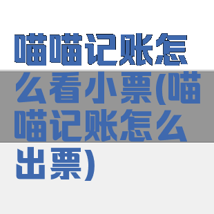 喵喵记账怎么看小票(喵喵记账怎么出票)