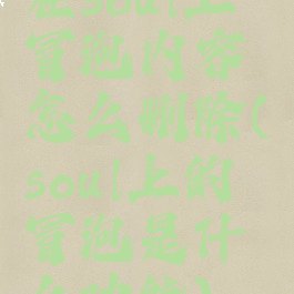 在soul上冒泡内容怎么删除(soul上的冒泡是什么功能)