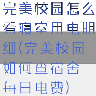 完美校园怎么看寝室用电明细(完美校园如何查宿舍每日电费)