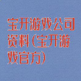 宝开游戏公司资料(宝开游戏官方)