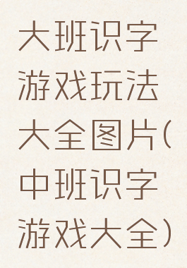 大班识字游戏玩法大全图片(中班识字游戏大全)