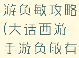 大话西游手游负敏攻略(大话西游手游负敏有什么用)