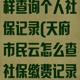 天府市民云怎样查询个人社保记录(天府市民云怎么查社保缴费记录)