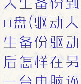 如何把驱动人生备份到u盘(驱动人生备份驱动后怎样在另一台电脑还原)