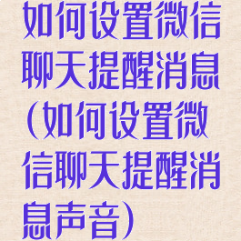 如何设置微信聊天提醒消息(如何设置微信聊天提醒消息声音)