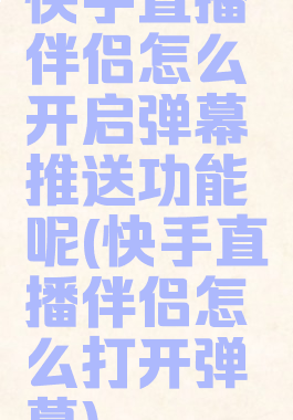 快手直播伴侣怎么开启弹幕推送功能呢(快手直播伴侣怎么打开弹幕)