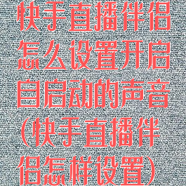 快手直播伴侣怎么设置开启自启动的声音(快手直播伴侣怎样设置)