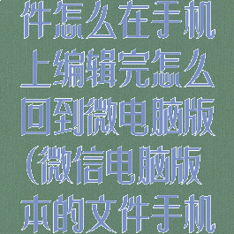 微信电脑版文件怎么在手机上编辑完怎么回到微电脑版(微信电脑版本的文件手机怎么编辑)