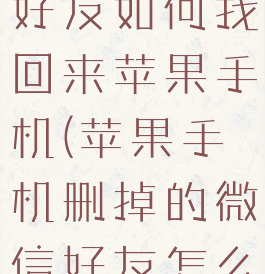 微信删除的好友如何找回来苹果手机(苹果手机删掉的微信好友怎么找回)