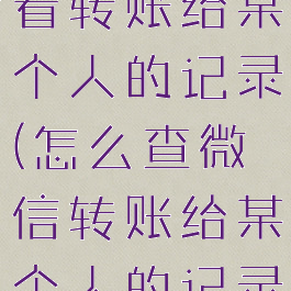 微信如何查看转账给某个人的记录(怎么查微信转账给某个人的记录)