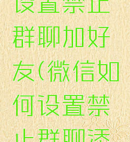 微信如何设置禁止群聊加好友(微信如何设置禁止群聊添加好友)