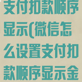 微信怎么设置支付扣款顺序显示(微信怎么设置支付扣款顺序显示金额)