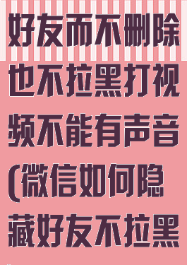 微信怎么隐藏好友而不删除也不拉黑打视频不能有声音(微信如何隐藏好友不拉黑)