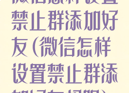 微信怎样设置禁止群添加好友(微信怎样设置禁止群添加好友权限)