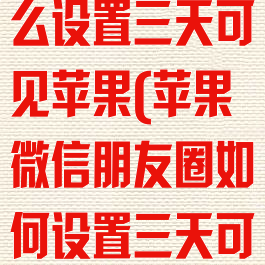 微信朋友圈怎么设置三天可见苹果(苹果微信朋友圈如何设置三天可看)