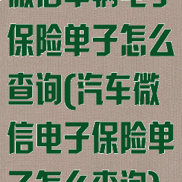 微信车辆电子保险单子怎么查询(汽车微信电子保险单子怎么查询)