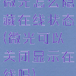 微光怎么隐藏在线状态(微光可以关闭显示在线吗)