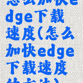 怎么加快edge下载速度(怎么加快edge下载速度的方法)