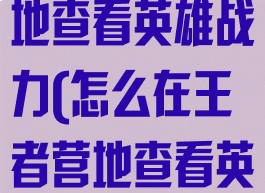 怎么在王者营地查看英雄战力(怎么在王者营地查看英雄战力排名)