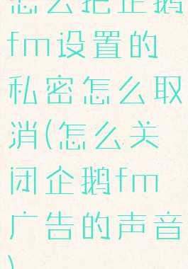 怎么把企鹅fm设置的私密怎么取消(怎么关闭企鹅fm广告的声音)