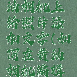 怎样在黄油相机上给照片添加文字(如何在黄油相机编辑文字)