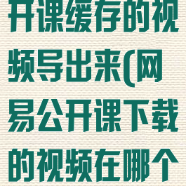 怎样把网易公开课缓存的视频导出来(网易公开课下载的视频在哪个文件夹)