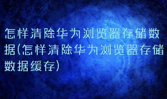 怎样清除华为浏览器存储数据(怎样清除华为浏览器存储数据缓存)