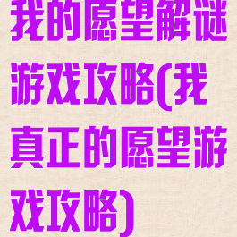 我的愿望解谜游戏攻略(我真正的愿望游戏攻略)