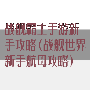 战舰霸主手游新手攻略(战舰世界新手航母攻略)