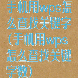 手机用wps怎么查找关键字(手机用wps怎么查找关键字数)