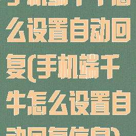 手机端千牛怎么设置自动回复(手机端千牛怎么设置自动回复信息)