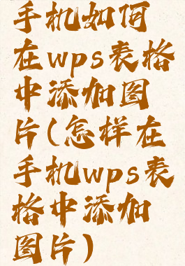 手机如何在wps表格中添加图片(怎样在手机wps表格中添加图片)