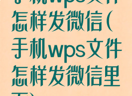 手机wps文件怎样发微信(手机wps文件怎样发微信里面)