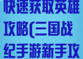 手游三国战纪快速获取英雄攻略(三国战纪手游新手攻略秘籍)