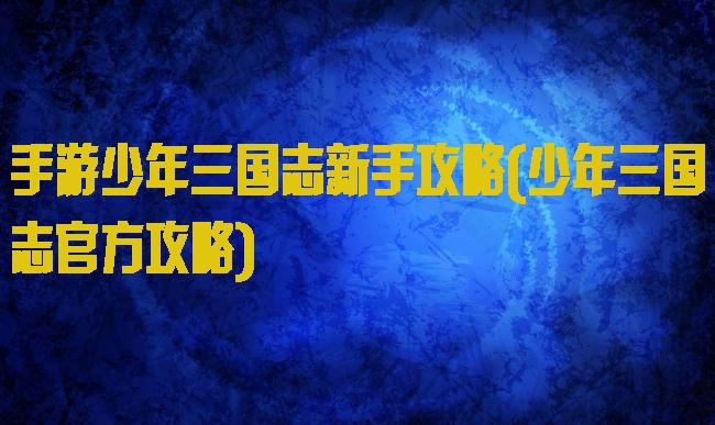 手游少年三国志新手攻略(少年三国志官方攻略)