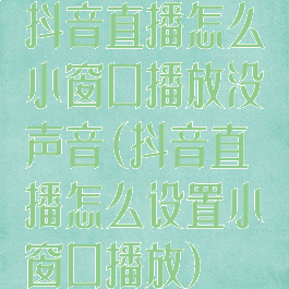 抖音直播怎么小窗口播放没声音(抖音直播怎么设置小窗口播放)