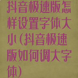 抖音极速版怎样设置字体大小(抖音极速版如何调大字体)