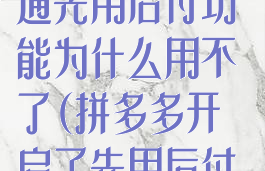 拼多多怎么开通先用后付功能为什么用不了(拼多多开启了先用后付为什么用不了)