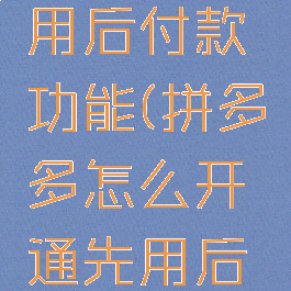 拼多多怎么开通先用后付款功能(拼多多怎么开通先用后付款功能呢)