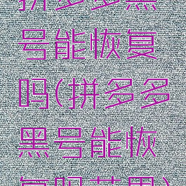 拼多多黑号能恢复吗(拼多多黑号能恢复吗苹果)