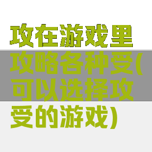 攻在游戏里攻略各种受(可以选择攻受的游戏)