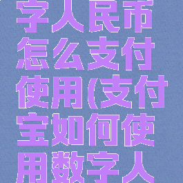 支付宝数字人民币怎么支付使用(支付宝如何使用数字人民币)