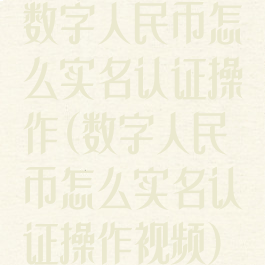 数字人民币怎么实名认证操作(数字人民币怎么实名认证操作视频)