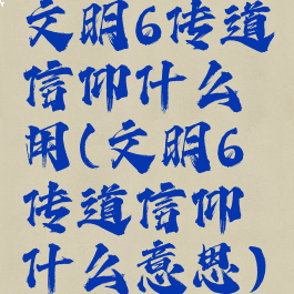 文明6传道信仰什么用(文明6传道信仰什么意思)