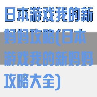 日本游戏我的新妈妈攻略(日本游戏我的新妈妈攻略大全)